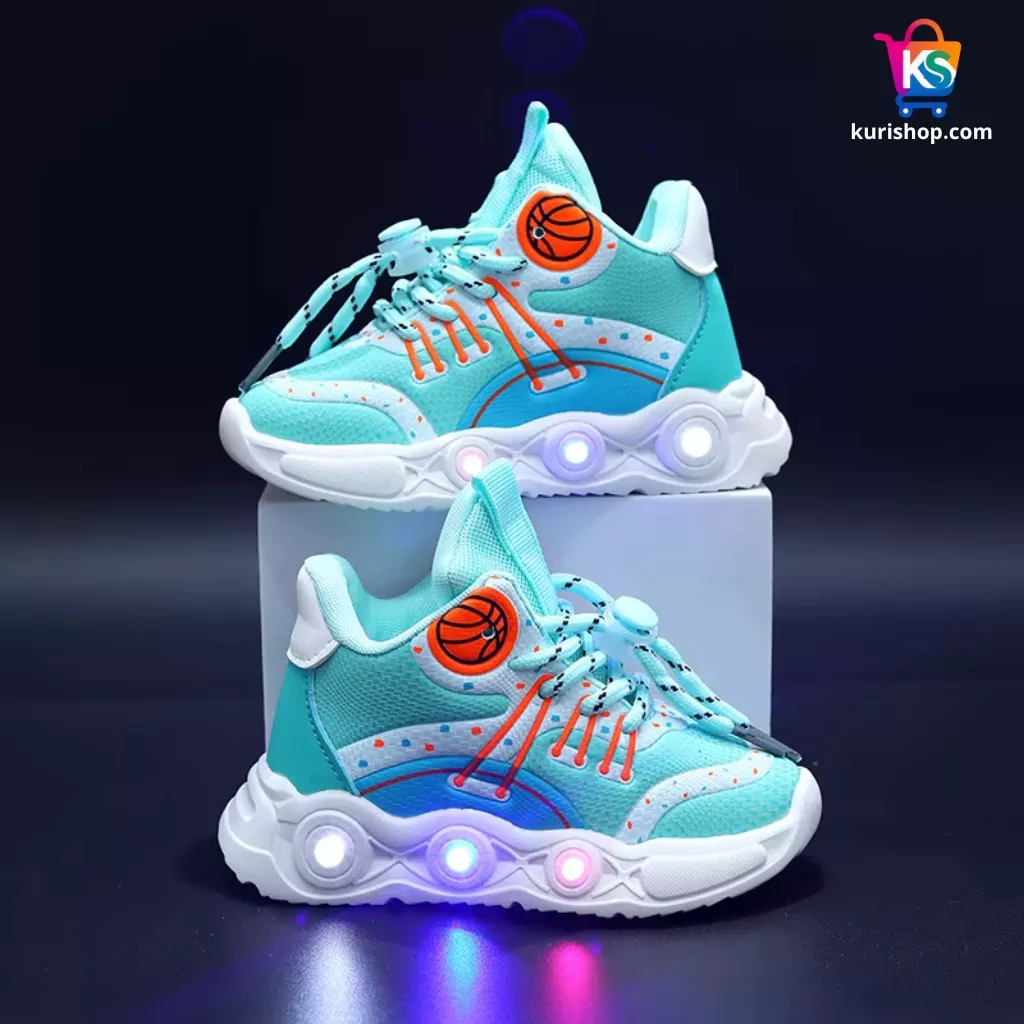 Kids LED Light-Up Sports Sneakers – Breathable Mesh Cartoon Shoes for Boys & Girls