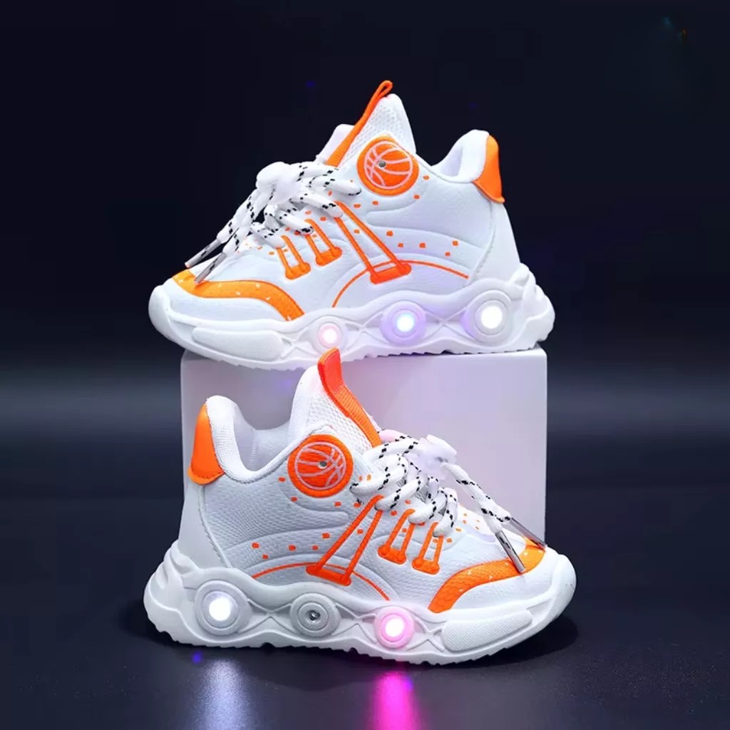 Kids LED Light-Up Sports Sneakers – Breathable Mesh Cartoon Shoes for Boys & Girls